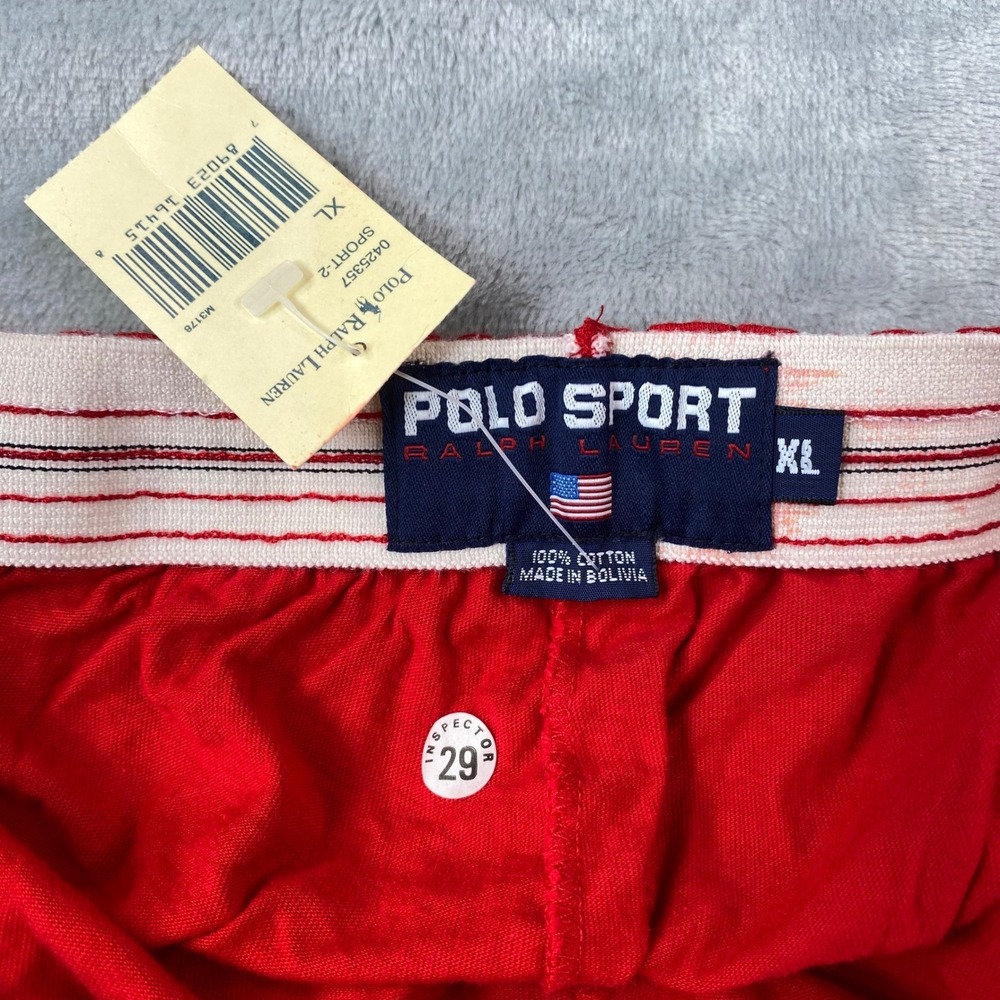Vintage Polo Sport Ralph Lauren Red Knit Shorts Mens XL Vintage 90s Cotton - Picture 3 of 9